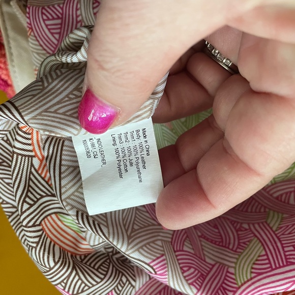 The Sak Sierra Leather Bag Purse Off White Pink Crochet Woven Trim Shopper Stone - Picture 9 of 11